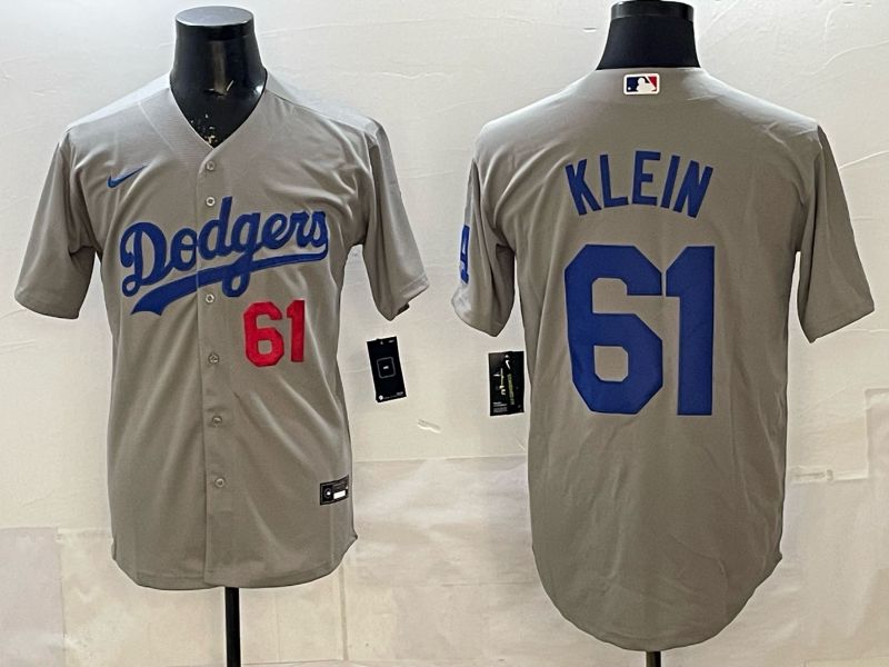 Men 2025 Nike Los Angeles Dodgers #61 Klein Grey Game MLB Jersey 05->los angeles dodgers->MLB Jersey